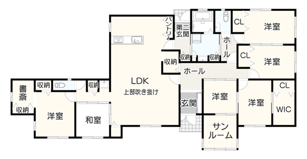 【６LDK】サンルームのある間取り