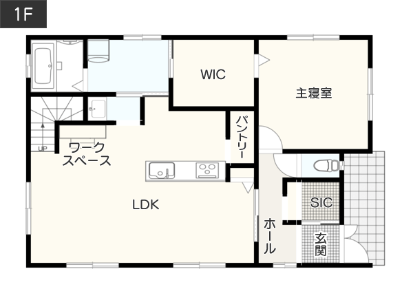 1階が生活のメインになる間取り例