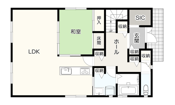 洗面所を家事動線に組み込んだおしゃれで実用性が高い間取り