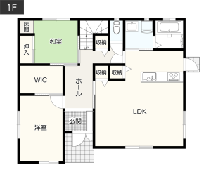 【50坪の土地】注文住宅の間取り例1F