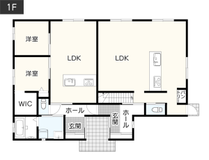 【5・2LDK】2階建ての間取り1階イメージ