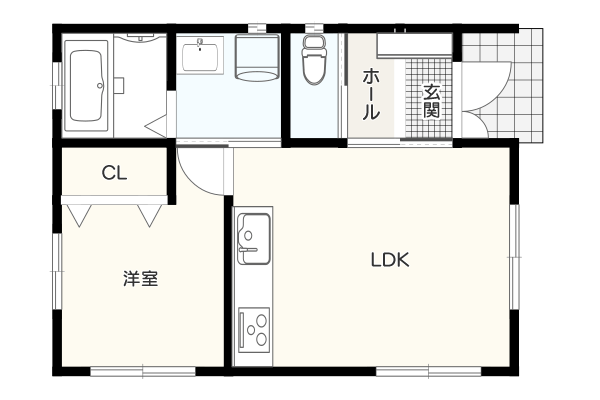 バランスの良い1LDKの平屋間取り