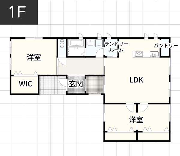 【2LDK】平屋の間取りイメージ