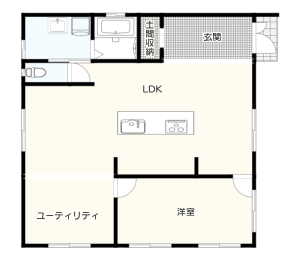 【延床面積25坪・平屋】1LDKのシンプルな間取り