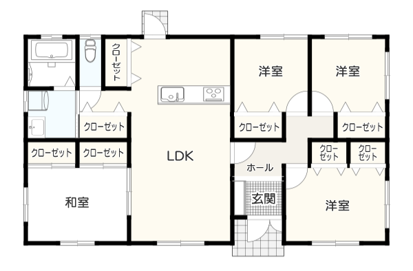 家事動線が短い4LDKの平屋