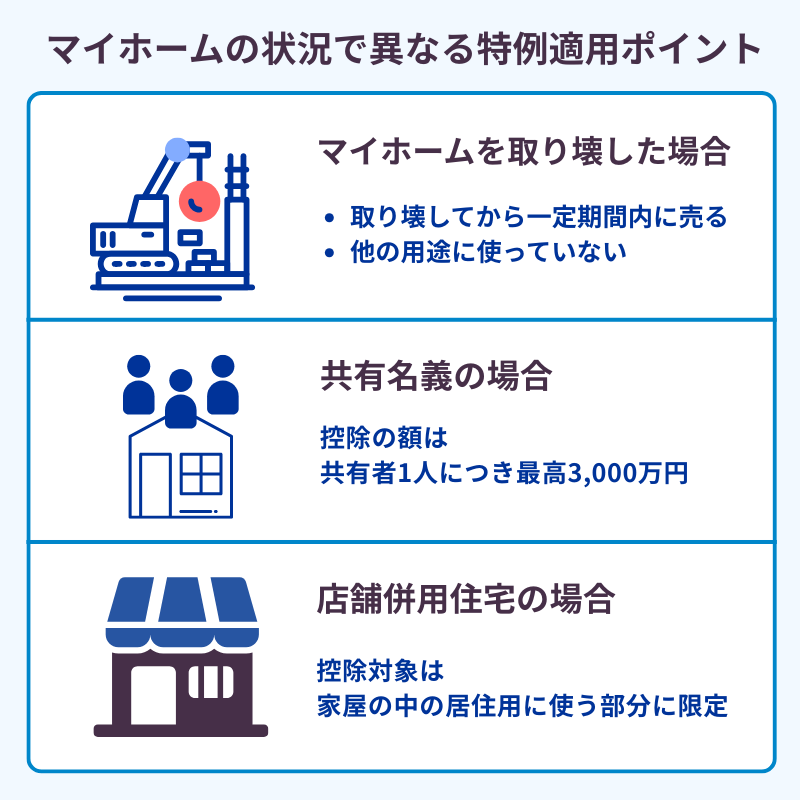 マイホームの状況で異なる特例適用ポイント