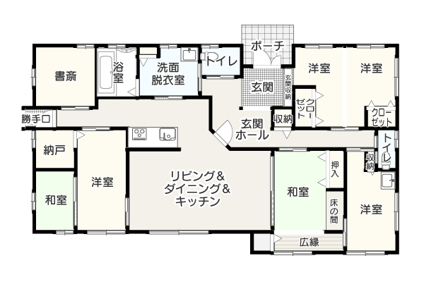 【6LDK】テレワークがはかどる独立した書斎のある間取り_イメージ