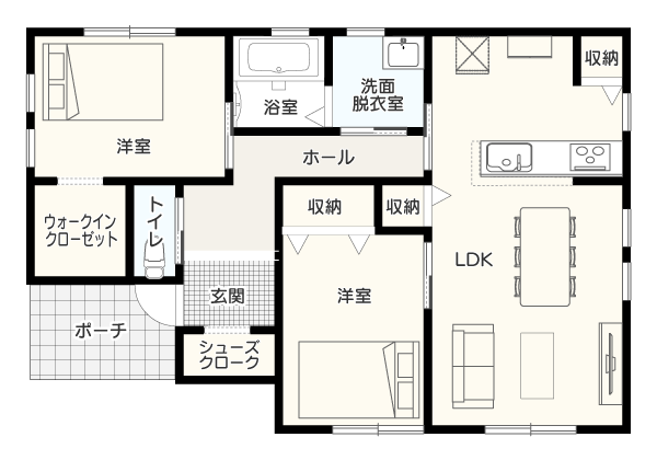 収納を確保した平屋の2LDK_イメージ