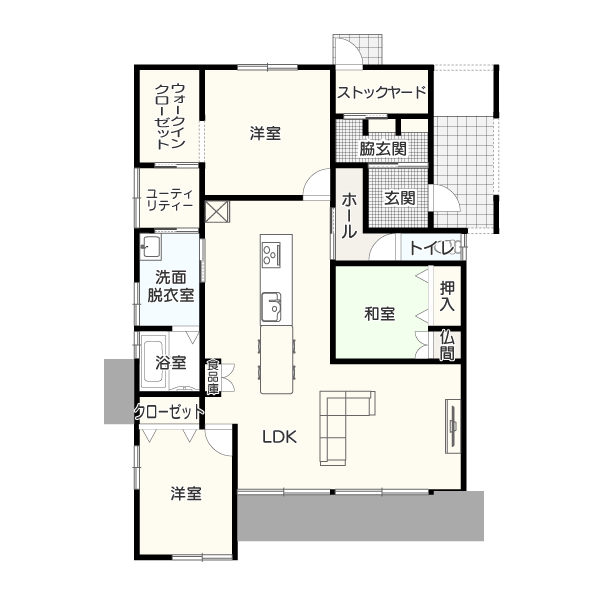 3-3.来客が多い家庭向けの平屋建て3LDKイメージ