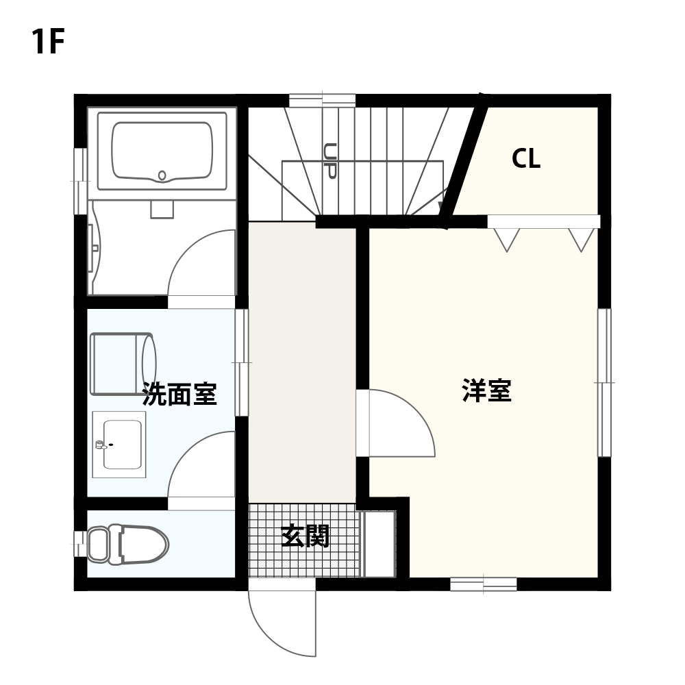 限られた土地を有効活用する2階建ての「1LDK」の間取り