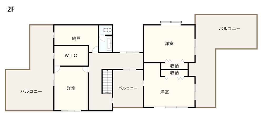 圧倒的な広さとラグジュアリー感を誇る夢の豪邸の間取り図　2階　例