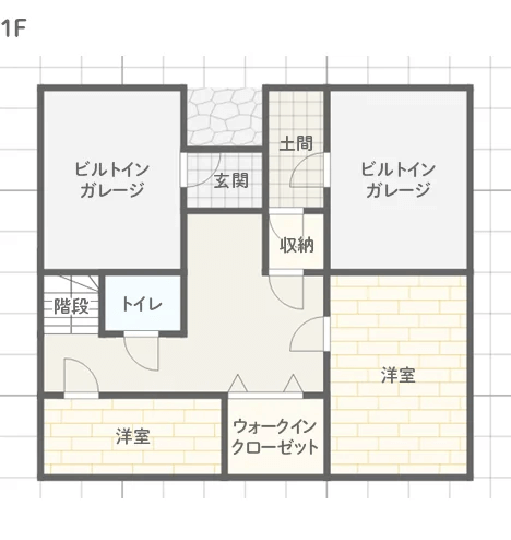 趣味を楽しむ贅沢な空間を備えた豪邸の間取り図　1階　例