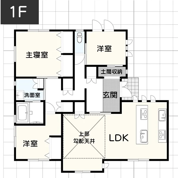 【LDKの間取り事例】プライバシー確保の平屋3LDKイメージ