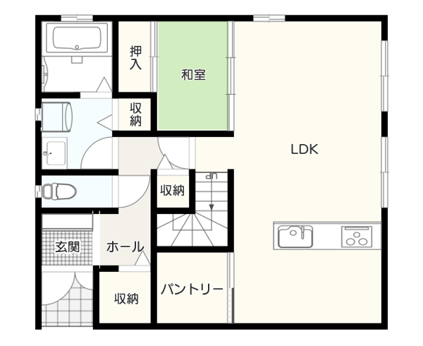 【LDKの間取り事例】縦長の形状 イメージ