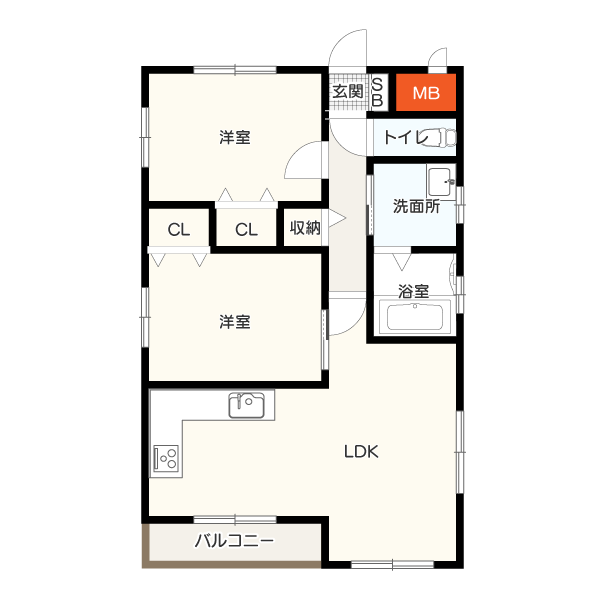 下駄箱横にMBのある間取りイメージ