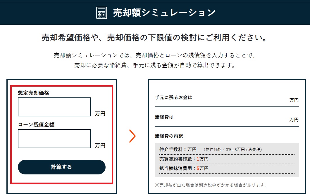 STEP3.売却額シミュレーションで手取り額までシミュレーション