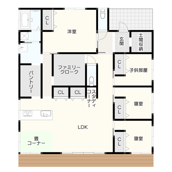 【程よい距離感をキープ】二世帯住宅の平屋の間取り