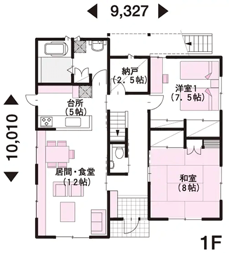 【人気のこだわり5】完全分離の二世帯住宅の間取り例 1F