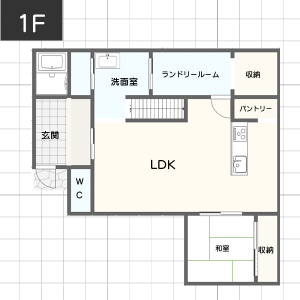 【2階建て35坪台】家事動線を確保したランドリールームがある間取り例