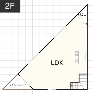 【3階建て33坪】三角地にある狭小地の間取り例