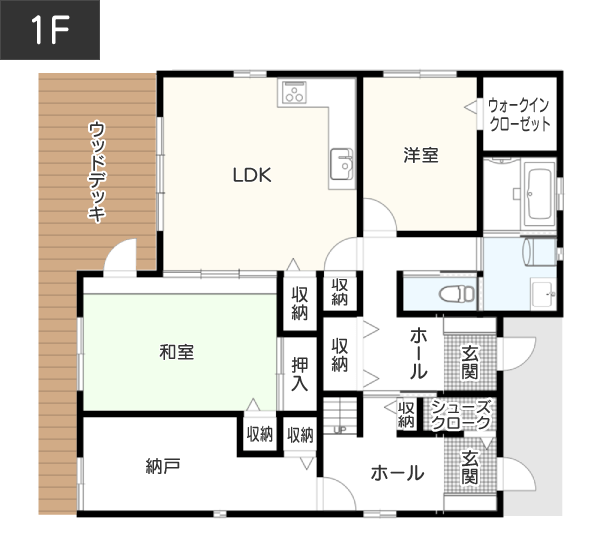 【2階建て】 屋上のある家の間取り例（2）1F