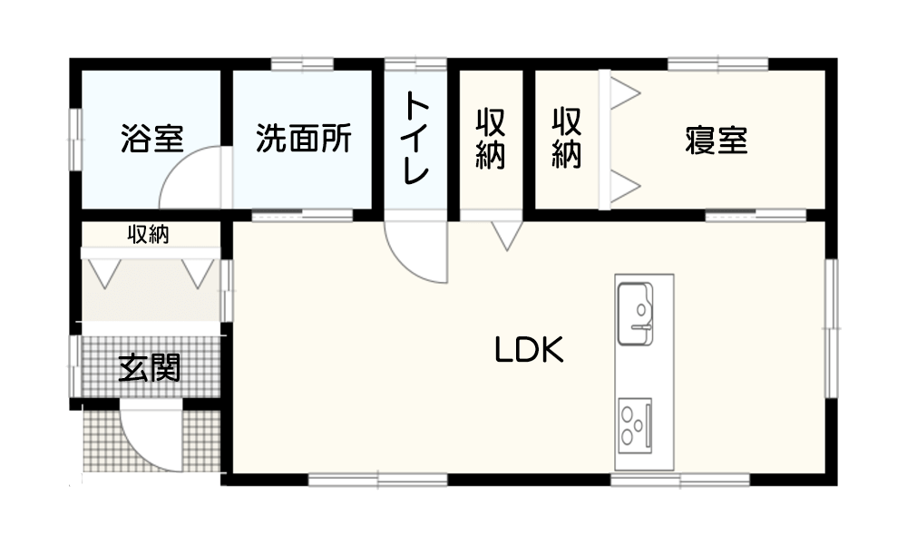 【1,000万円以下】15坪の平屋向けおすすめ間取り:1~2人暮らしにおすすめ 間取り図