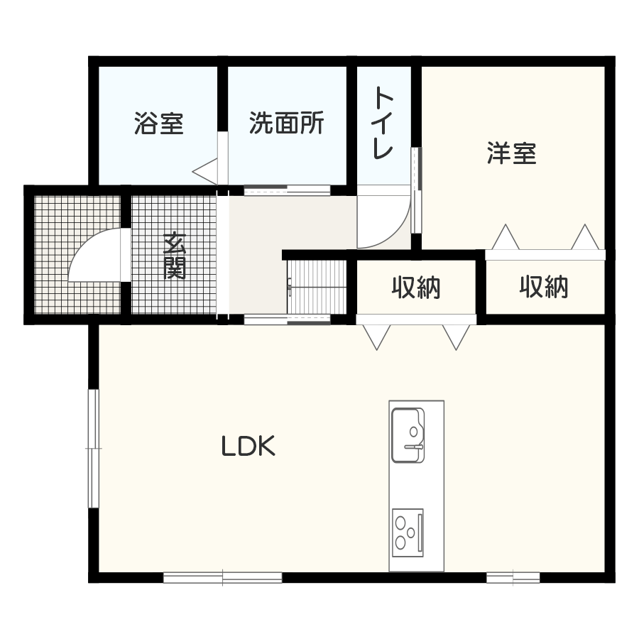 【1,000万~1,500万円以下】20坪の2階建て向けおすすめ間取り:2~4人暮らしにおすすめ 間取り図1